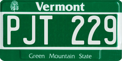 VT license plate PJT229