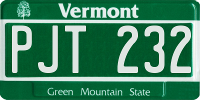 VT license plate PJT232