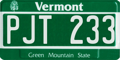 VT license plate PJT233