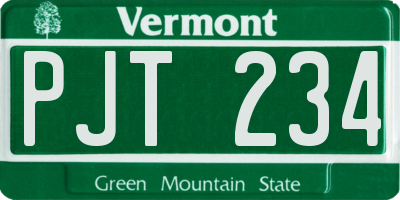 VT license plate PJT234