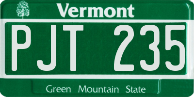 VT license plate PJT235