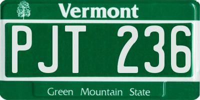 VT license plate PJT236