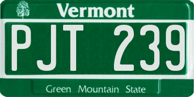 VT license plate PJT239