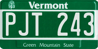 VT license plate PJT243