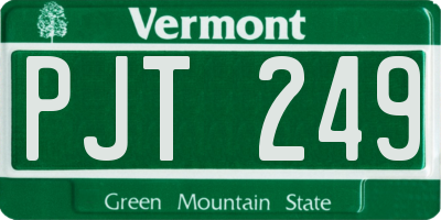 VT license plate PJT249