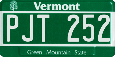 VT license plate PJT252