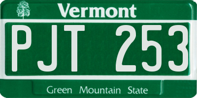 VT license plate PJT253