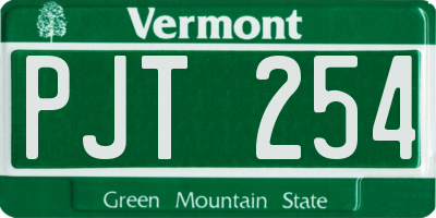 VT license plate PJT254