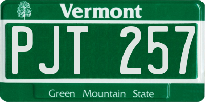 VT license plate PJT257