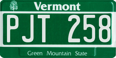 VT license plate PJT258