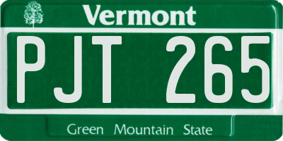VT license plate PJT265