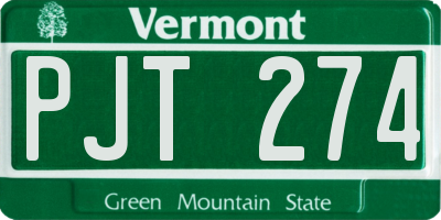 VT license plate PJT274