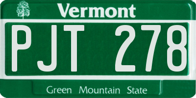 VT license plate PJT278