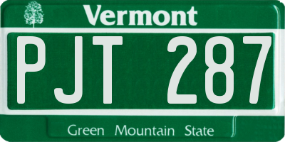 VT license plate PJT287