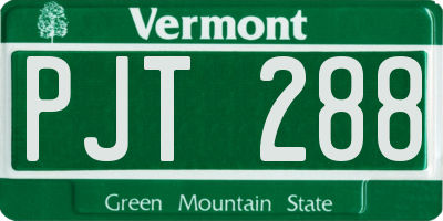 VT license plate PJT288