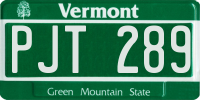 VT license plate PJT289