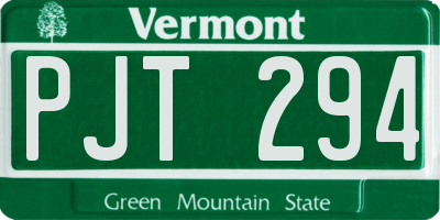 VT license plate PJT294