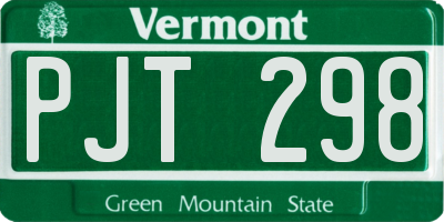 VT license plate PJT298