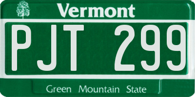 VT license plate PJT299