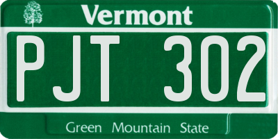 VT license plate PJT302
