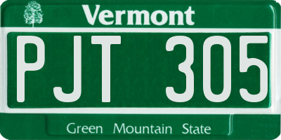 VT license plate PJT305
