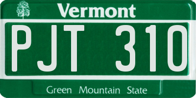 VT license plate PJT310