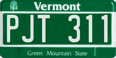 VT license plate PJT311