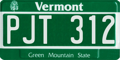 VT license plate PJT312