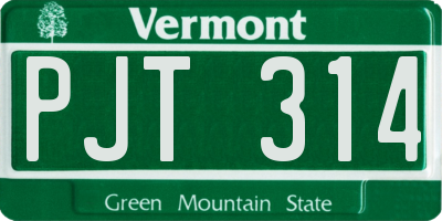 VT license plate PJT314