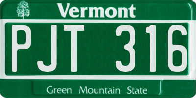 VT license plate PJT316