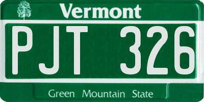 VT license plate PJT326