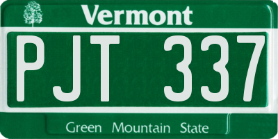 VT license plate PJT337