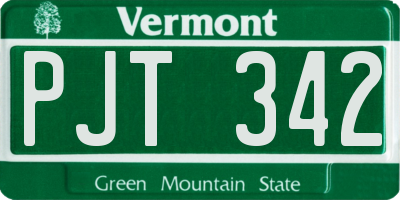 VT license plate PJT342