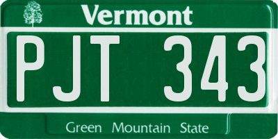 VT license plate PJT343