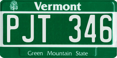 VT license plate PJT346