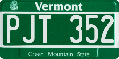 VT license plate PJT352