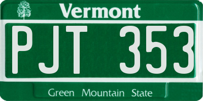 VT license plate PJT353