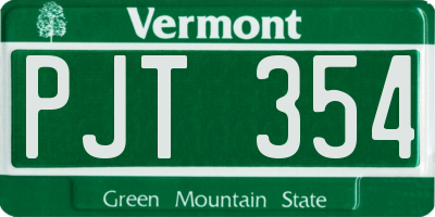 VT license plate PJT354