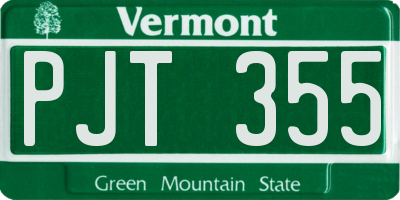 VT license plate PJT355