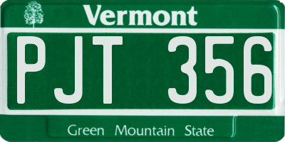 VT license plate PJT356