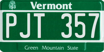 VT license plate PJT357