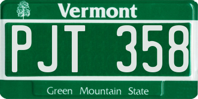 VT license plate PJT358
