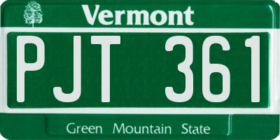 VT license plate PJT361