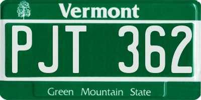VT license plate PJT362