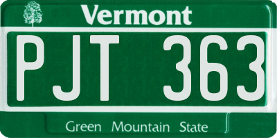 VT license plate PJT363