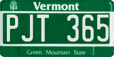 VT license plate PJT365