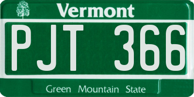 VT license plate PJT366