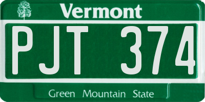 VT license plate PJT374