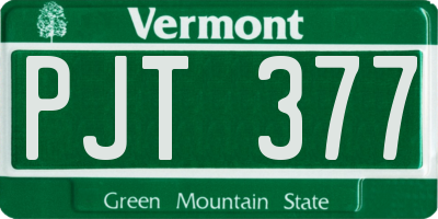 VT license plate PJT377