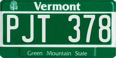 VT license plate PJT378